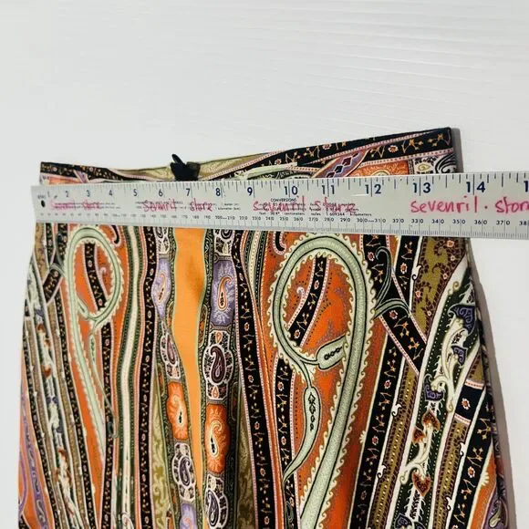 ETRO A-Line Skirt 42 US 6 Orange Multi Color Paisley Jersey Skirt IT NWT $890 - Picture 7 of 8
